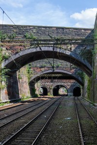 The Top of the Cutting, looking at the original 2 track Tunnel and the new additions at either side.
