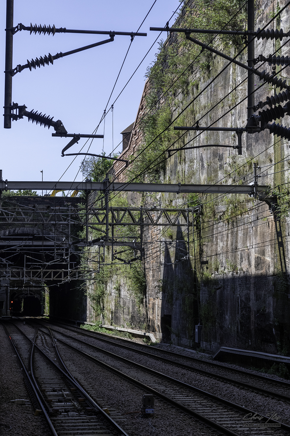 The repaired wall of the Lime Street to Edge Hill cutting, following collapse.