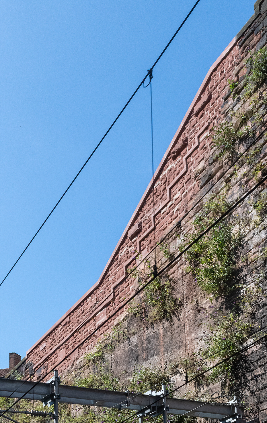 The repaired wall of the Lime Street to Edge Hill cutting, following collapse.