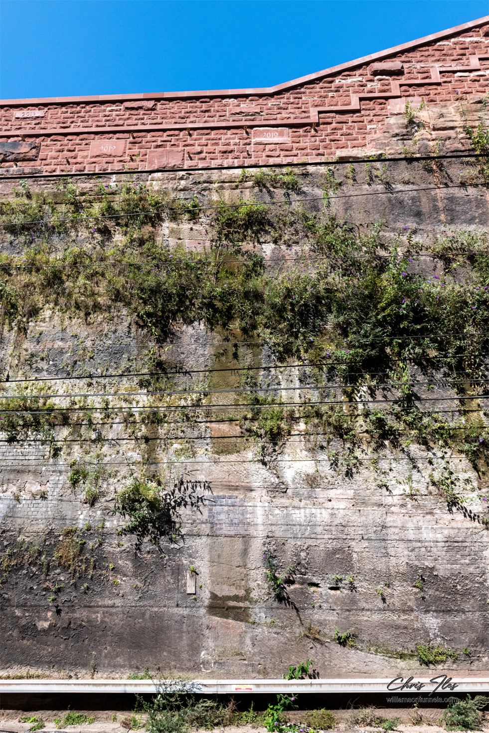 The repaired wall of the Lime Street to Edge Hill cutting, following collapse.