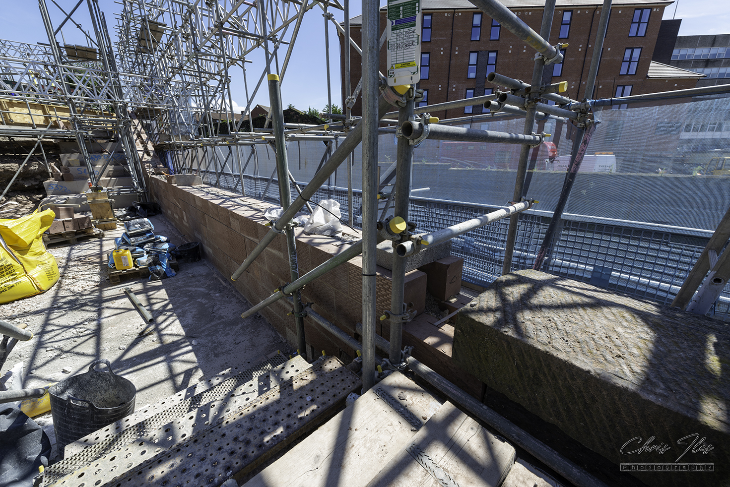 The repaired wall of the Lime Street to Edge Hill cutting, following collapse.