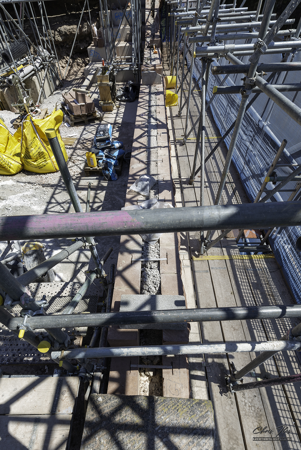 The repaired wall of the Lime Street to Edge Hill cutting, following collapse.