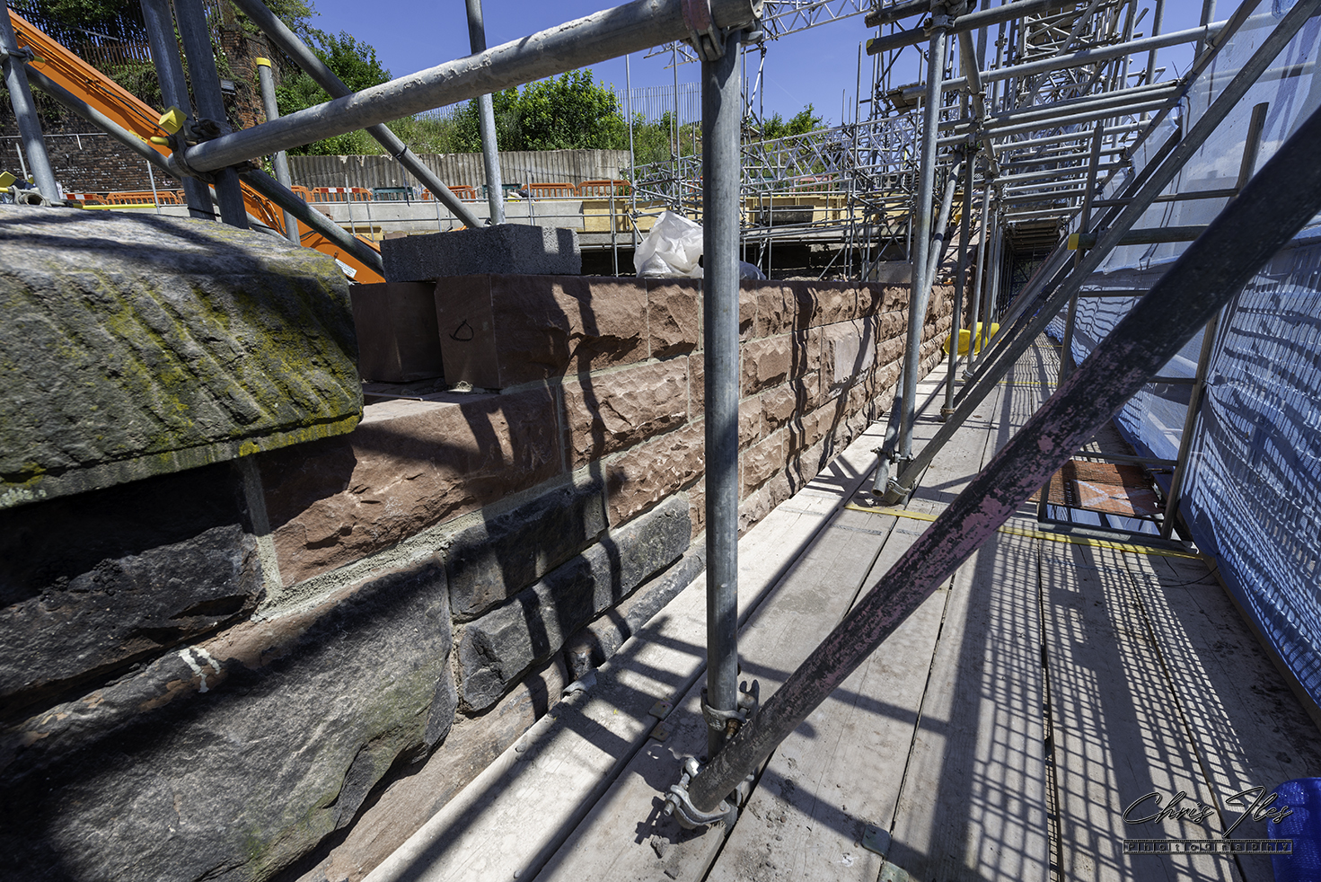 The repaired wall of the Lime Street to Edge Hill cutting, following collapse.