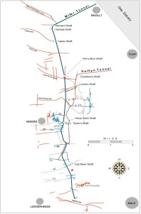 Map of Olwyn Goch & Milwr Tunnel